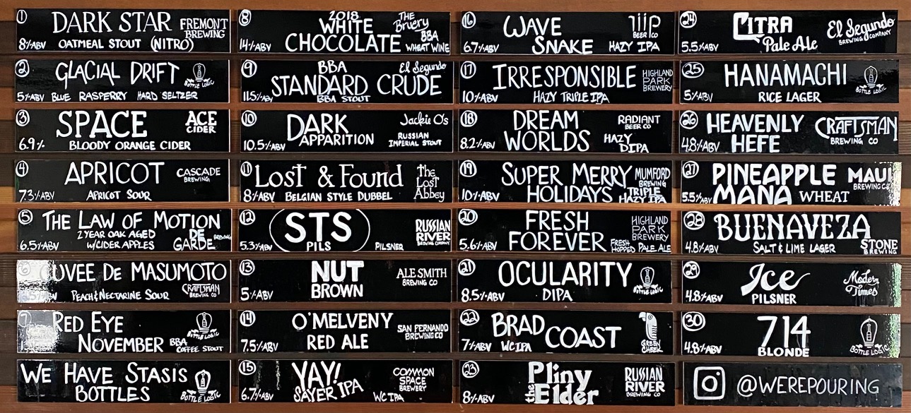 WERE POURING CRAFT BEER TAPLIST GLENDALE - 1-14-22
