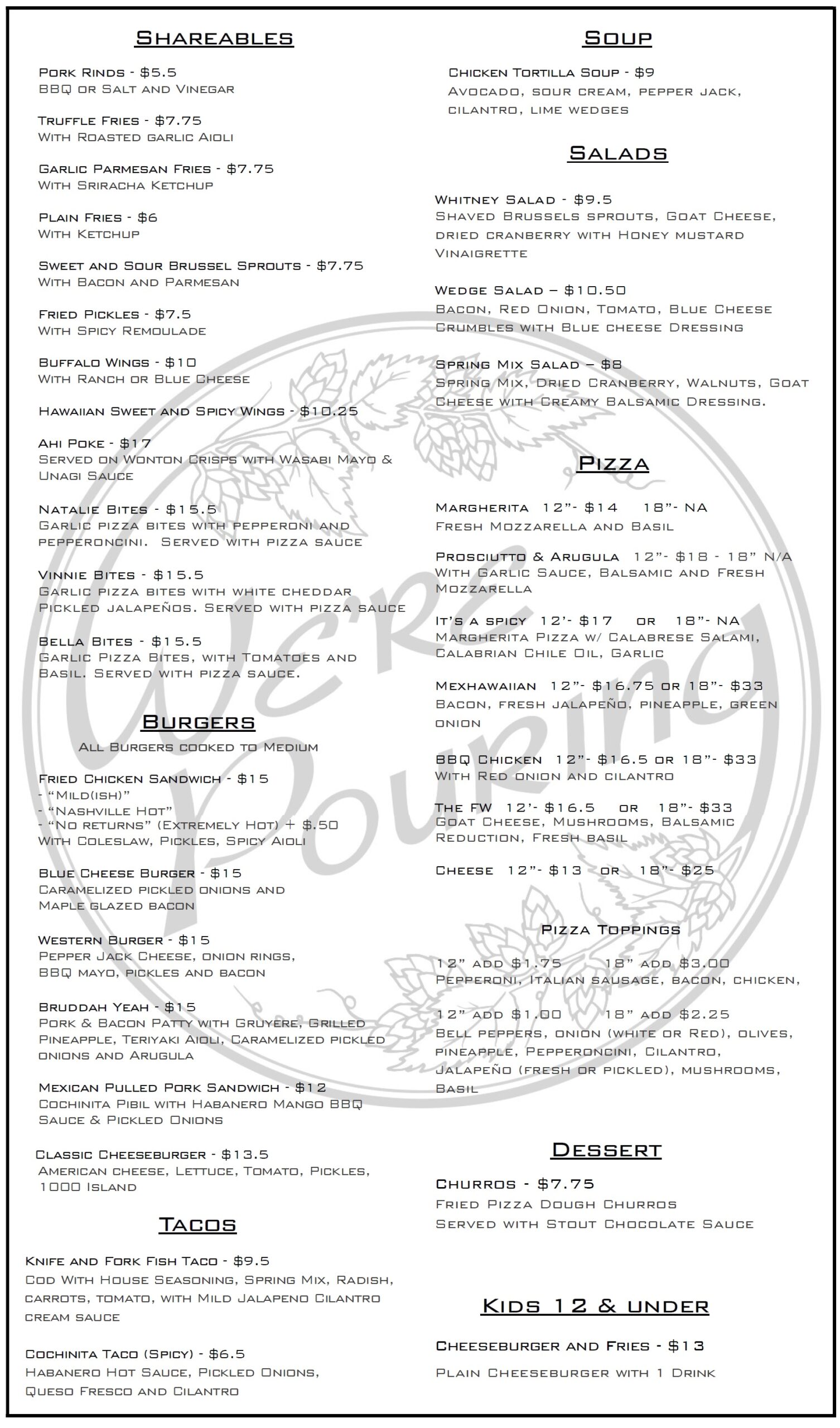 WE'RE POURING MENU - 10-22-23